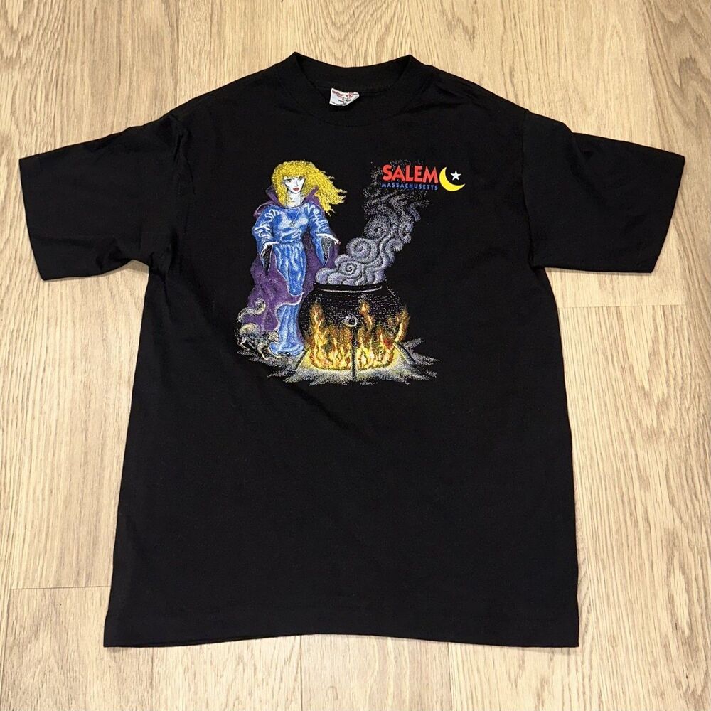 Vintage Salem Massachussetts Witch Graphic Single Stitch Tee Halloween Size M